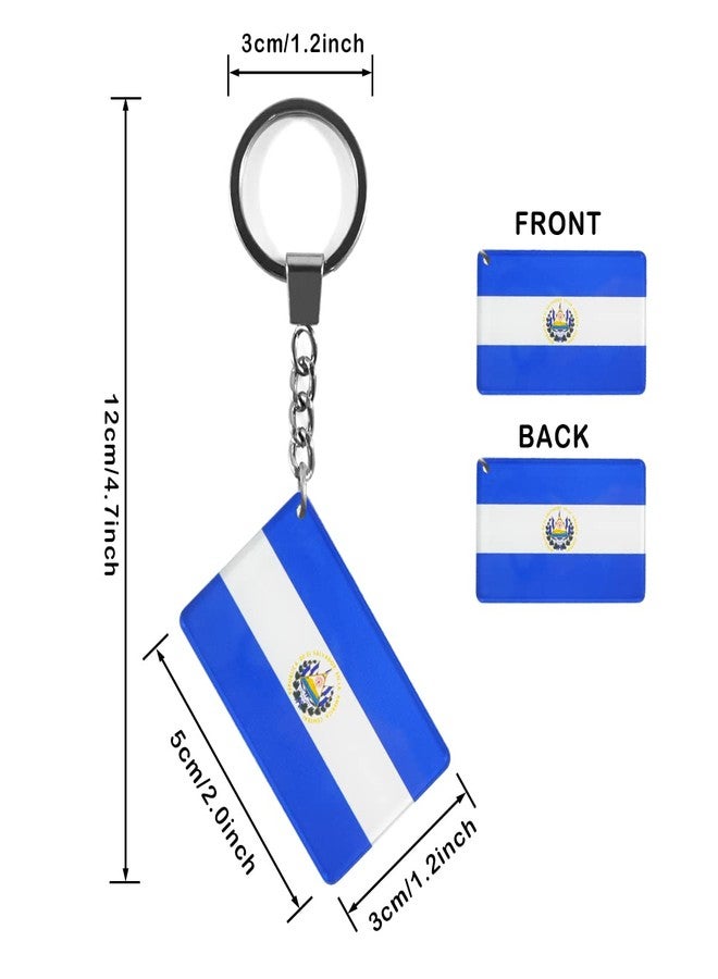 QQSD Salvador Flag Keychain Key Ring for Salvadoran Key Backpack Luggage and Gifts, 2 Pack - Image 2